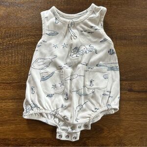 Pehr White and Blue Baby Romper with Nautical Print